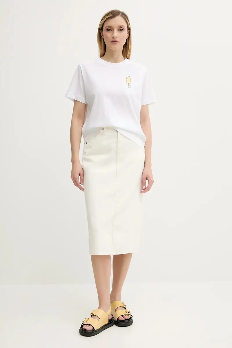 Levi's gonna di jeans HR BACK SLIT SKIRT colore blu 001VH Beige miniatura 2