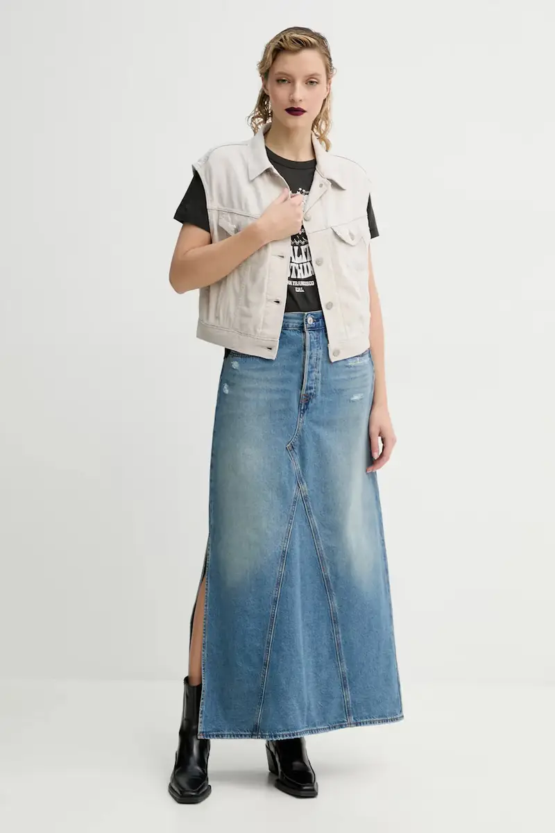 Levi's gonna di jeans ICONIC LONG SKIRT W/SLIT colore blu A8727 miniatura 2