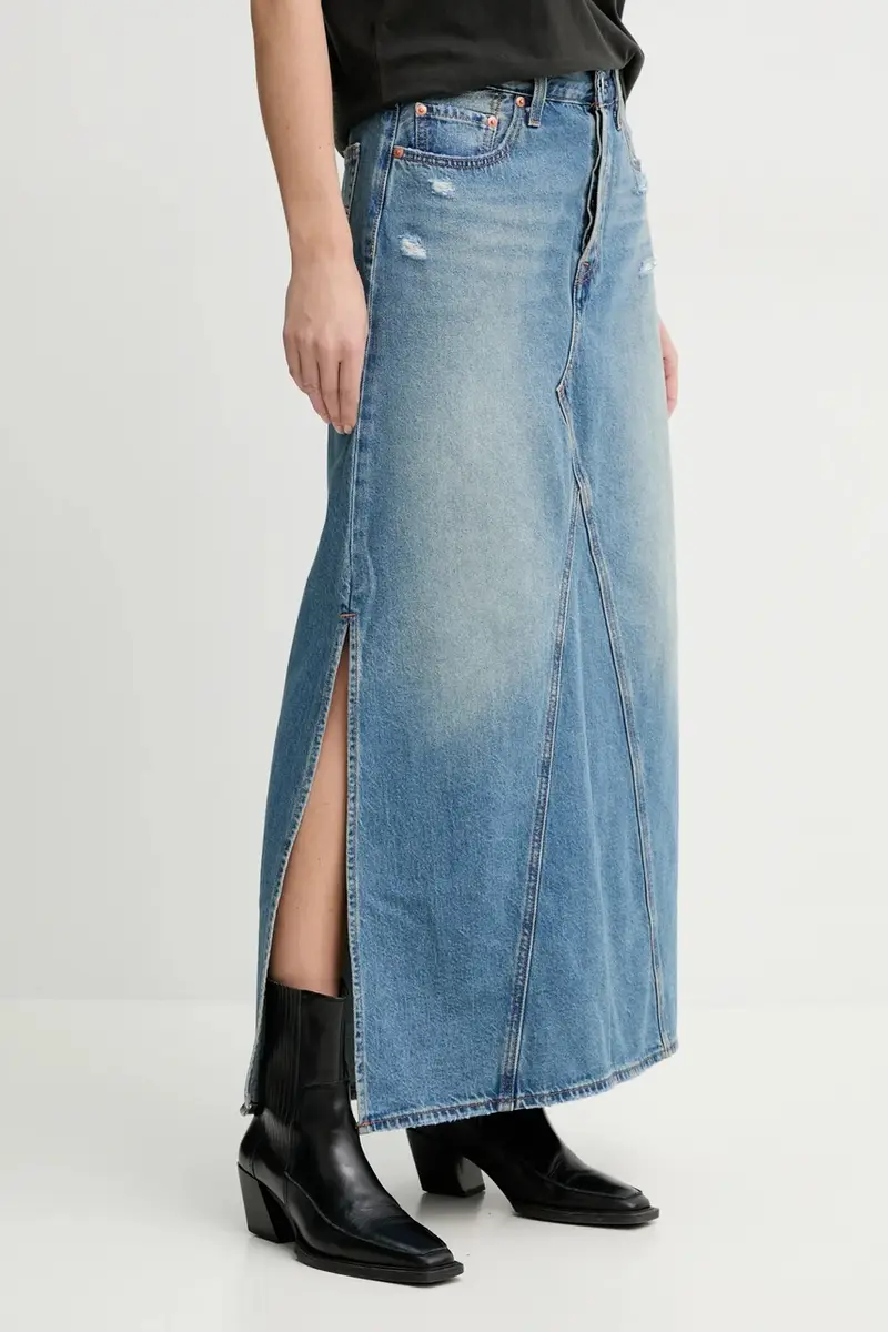 Levi's gonna di jeans ICONIC LONG SKIRT W/SLIT colore blu A8727 miniatura 4