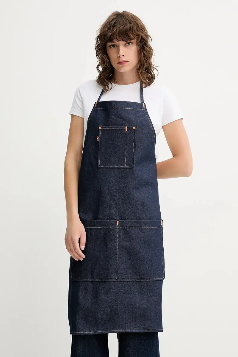 Levi's grembiule in cotone colore blu navy miniatura 2