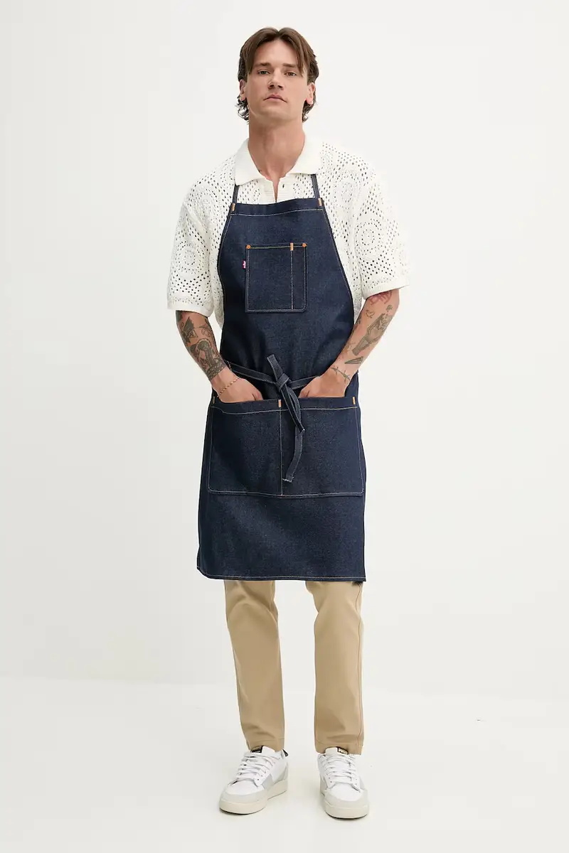 Levi's grembiule in cotone colore blu navy miniatura 3