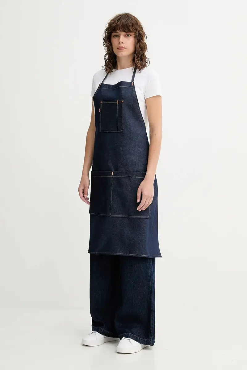 Levi's grembiule in cotone colore blu navy miniatura 4