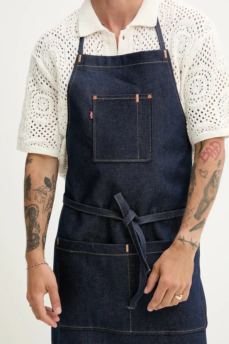 Levi's grembiule in cotone colore blu navy miniatura 5