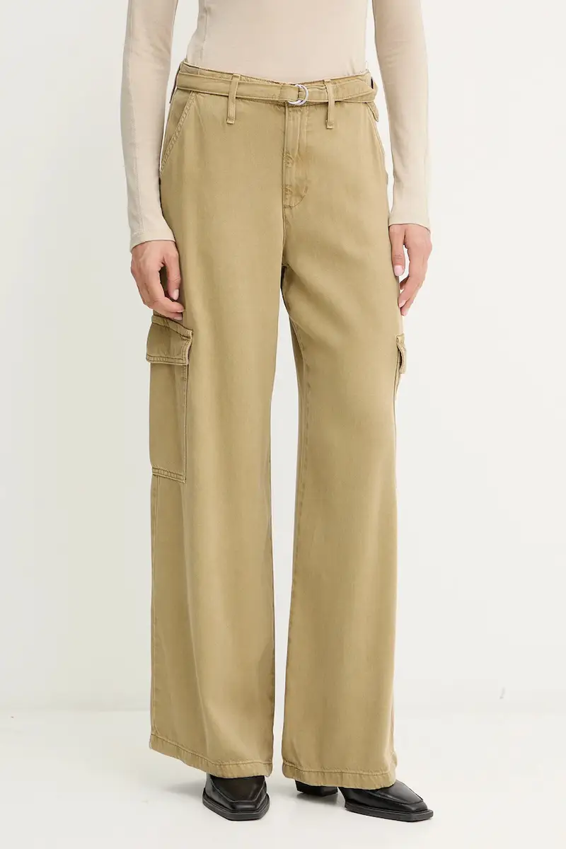 Levi's pantaloni BAGGY DAD CARGO donna colore verde 003IN.0005