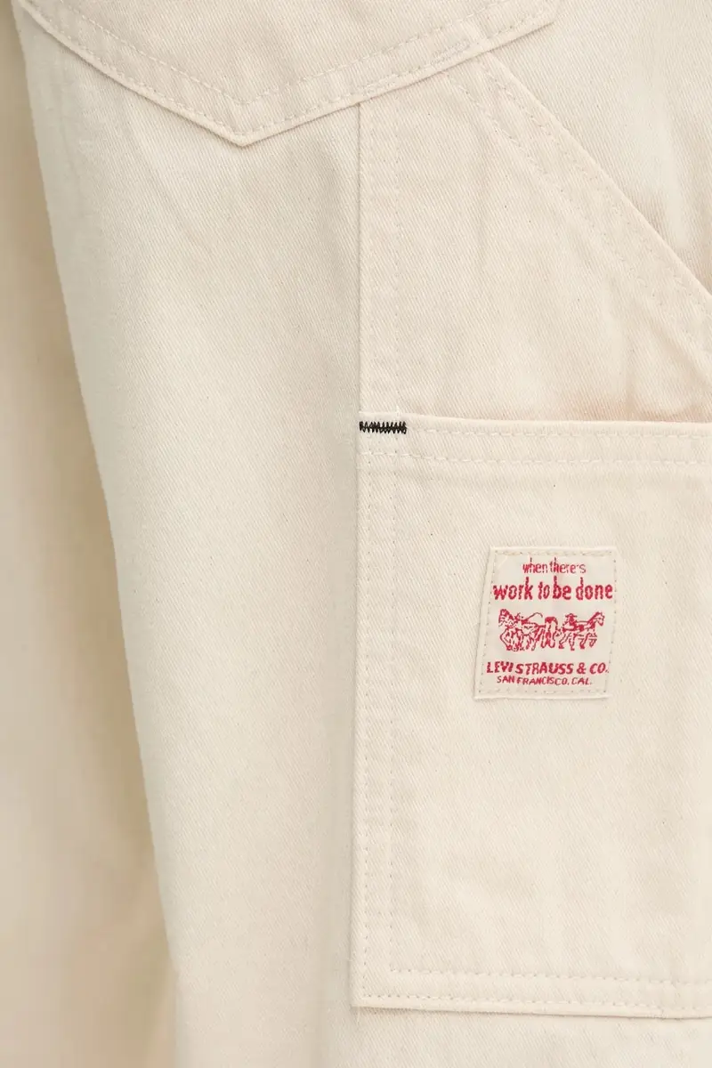 Levi's pantaloni in cotone colore beige 568 LOOSE STRT miniatura 5