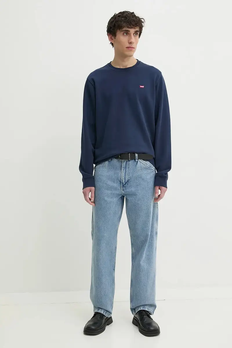 Levi's pantaloni in cotone colore blu 568 LOOSE STRT miniatura 2