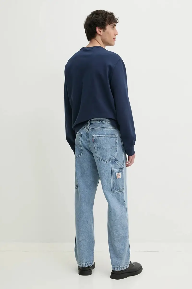 Levi's pantaloni in cotone colore blu 568 LOOSE STRT miniatura 3