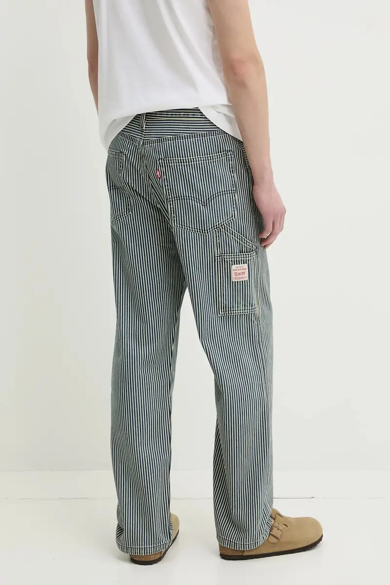 Levi's pantaloni in cotone colore blu navy 568 LOOSE STRT miniatura 3