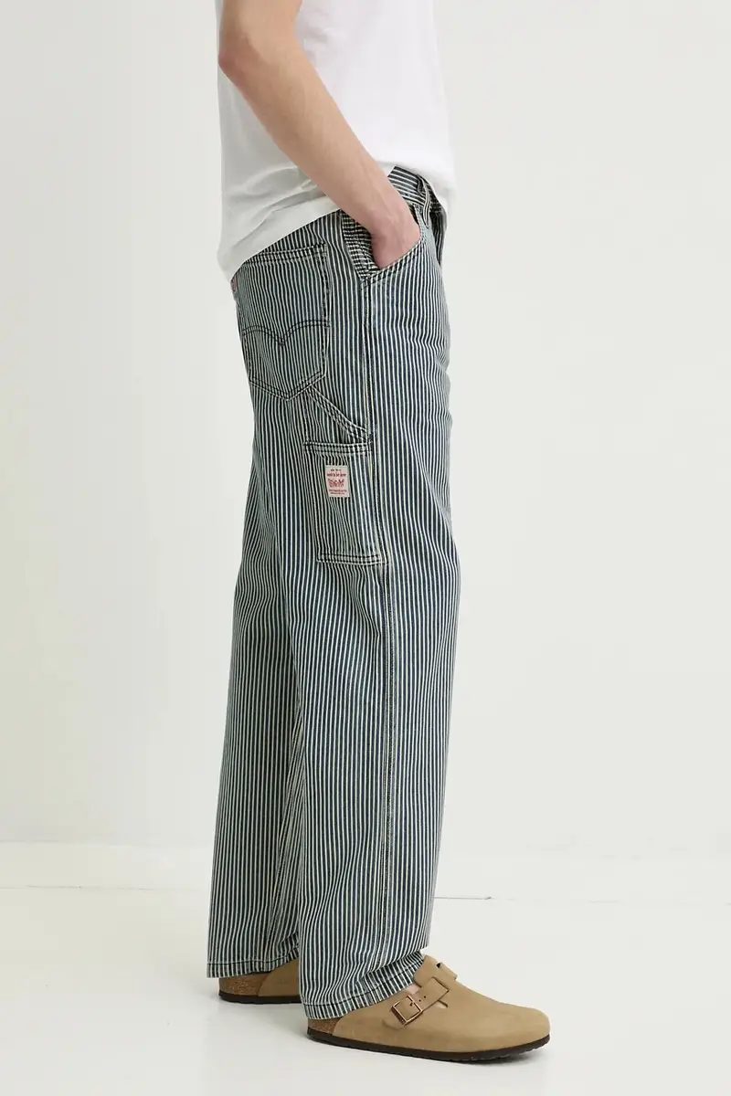 Levi's pantaloni in cotone colore blu navy 568 LOOSE STRT miniatura 4