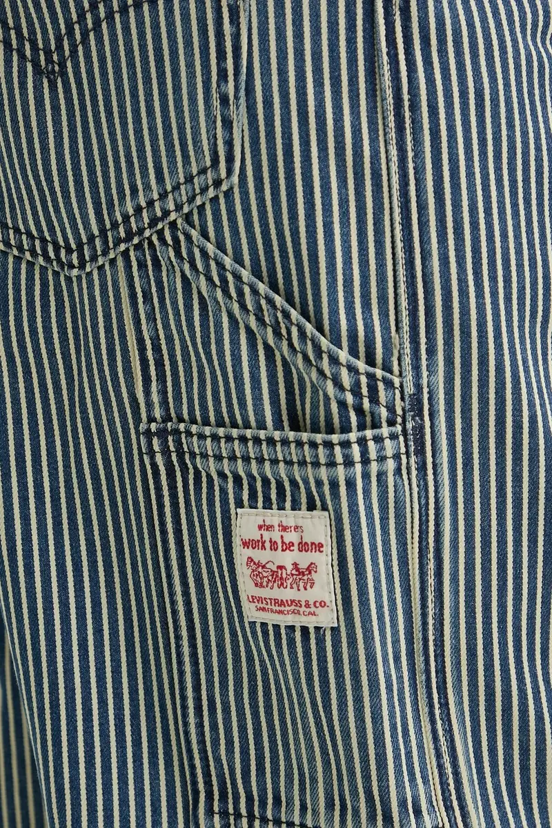 Levi's pantaloni in cotone colore blu navy 568 LOOSE STRT miniatura 5