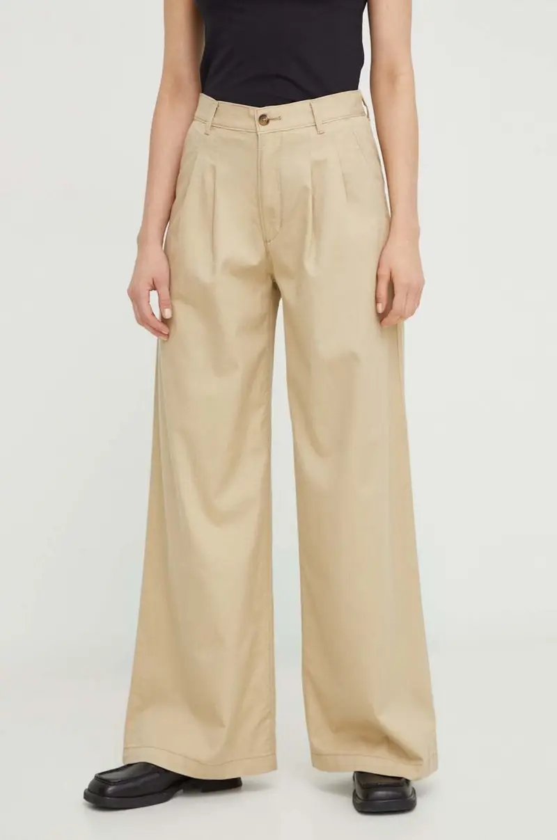 Levi's pantaloni PLEATED WIDELEG donna colore beige