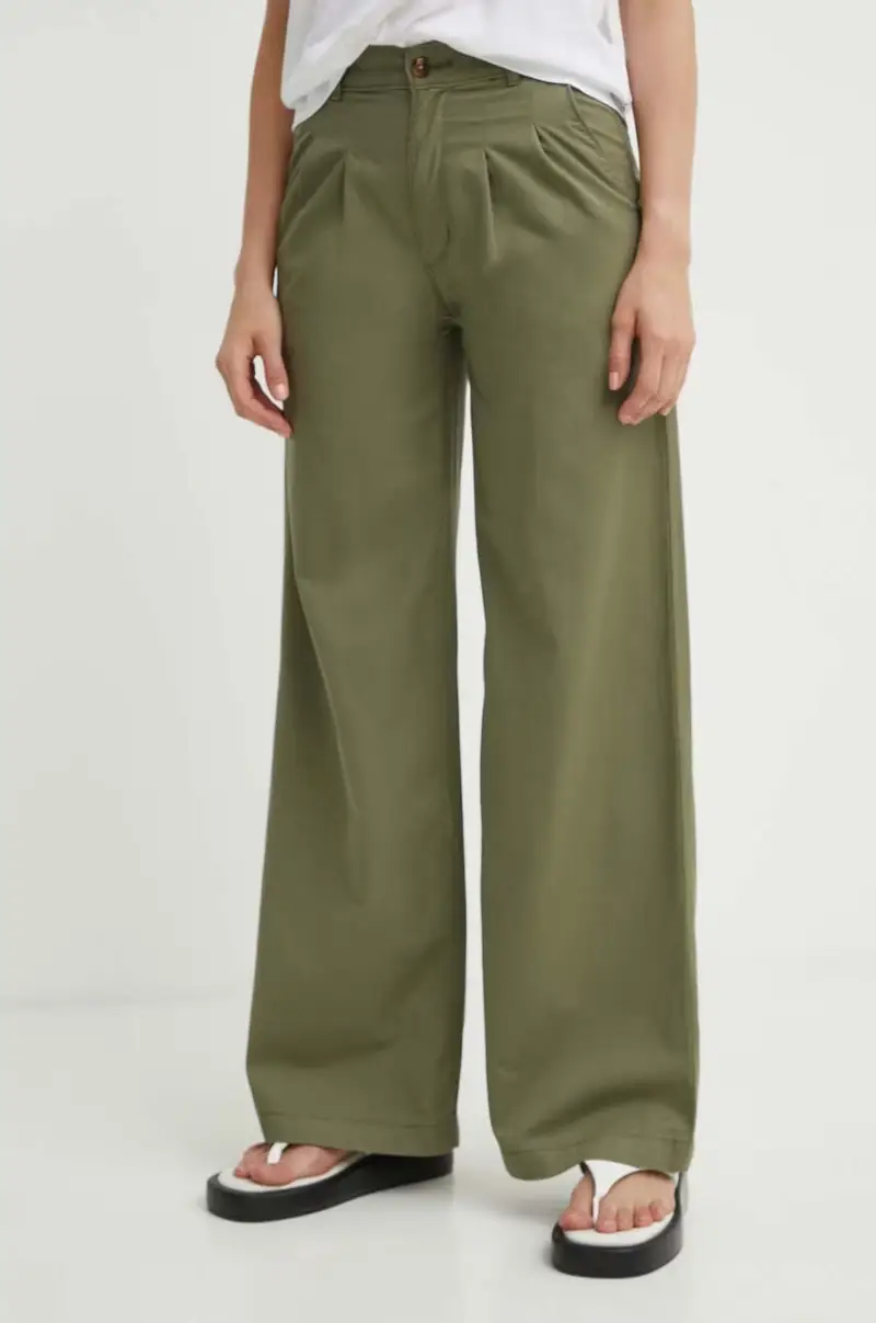 Levi's pantaloni PLEATED WIDELEG donna colore verde