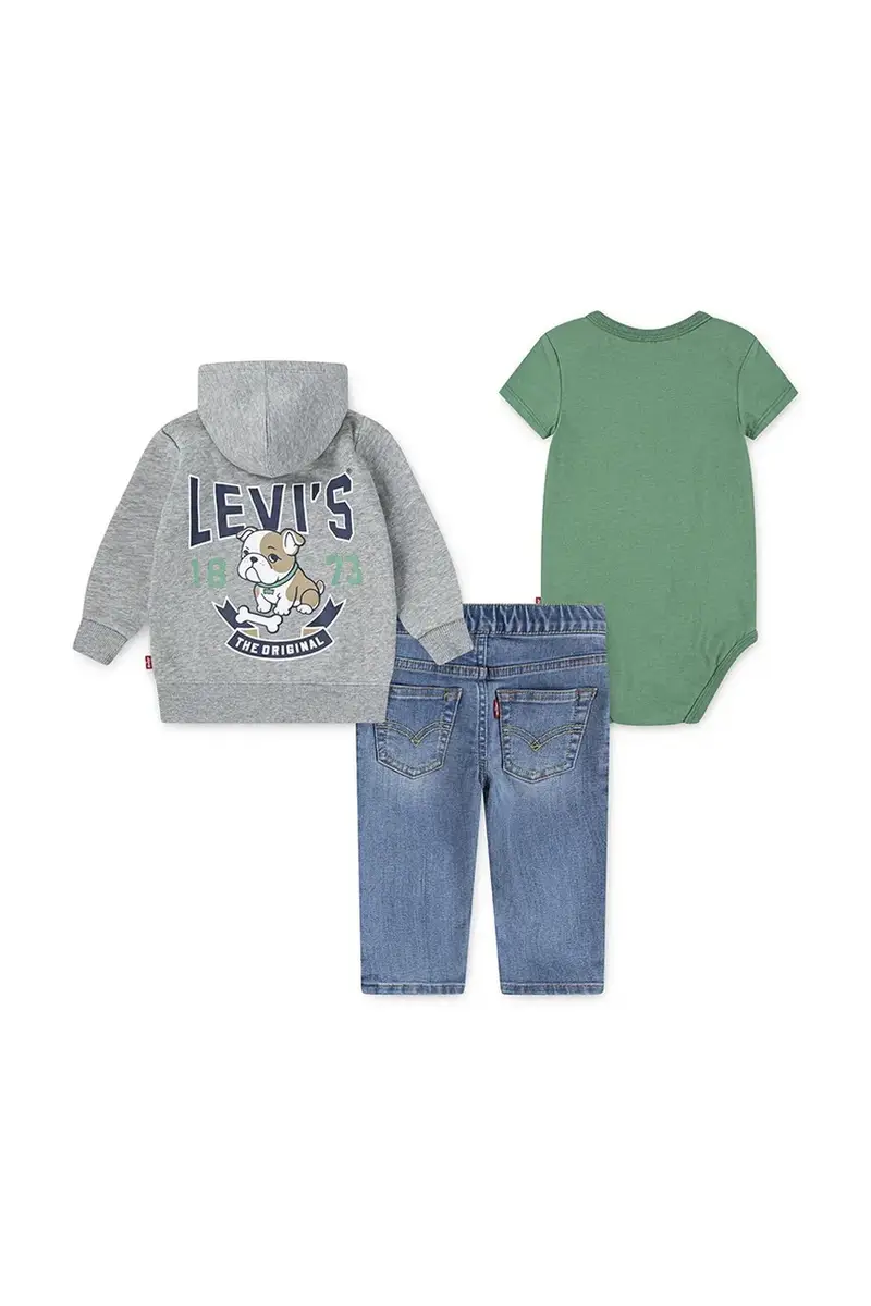 Levi's set 3PC FZ, TEE, DENIM SET colore grigio 6EN867 miniatura 2