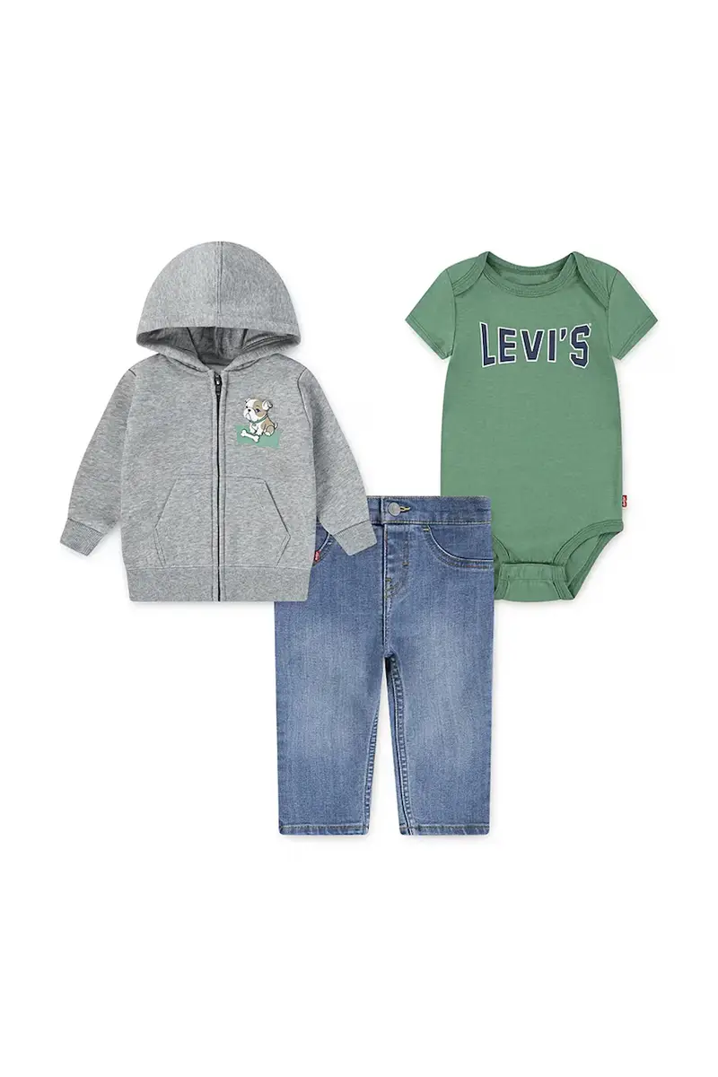 Levi's set 3PC FZ, TEE, DENIM SET colore grigio 6EN867