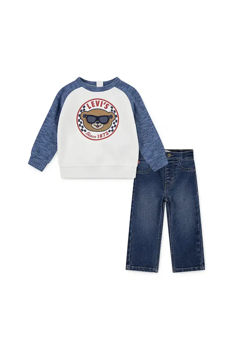 Levi's set per bambini SNIT MOTO CREW & DENIM SET pacco da 2 colore blu 6EN740