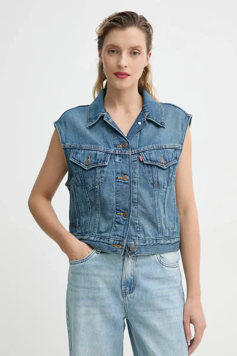 Levi's smanicato SHRUNKEN 90S VEST donna colore blu 001W2