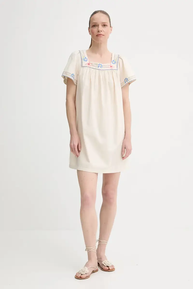 Levi's vestito con aggiunta di lino AMBRE BABYDOLL DRESS colore beige 001HT miniatura 2