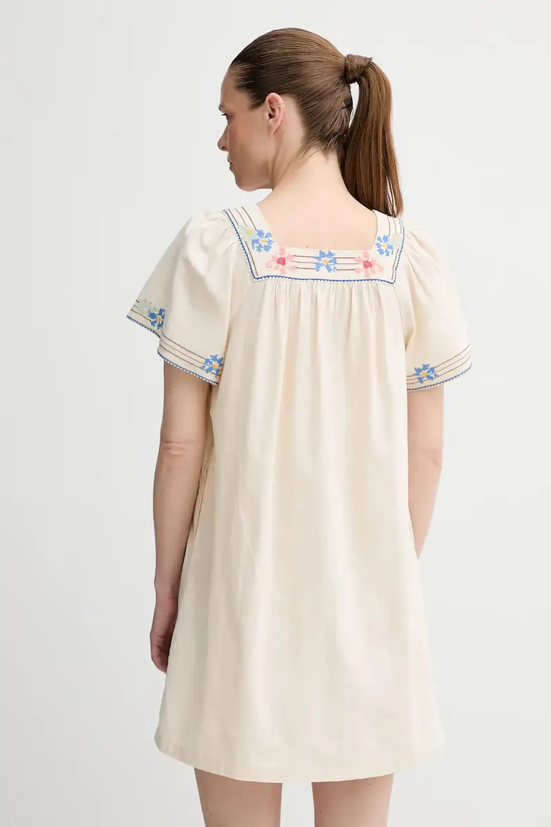 Levi's vestito con aggiunta di lino AMBRE BABYDOLL DRESS colore beige 001HT miniatura 3