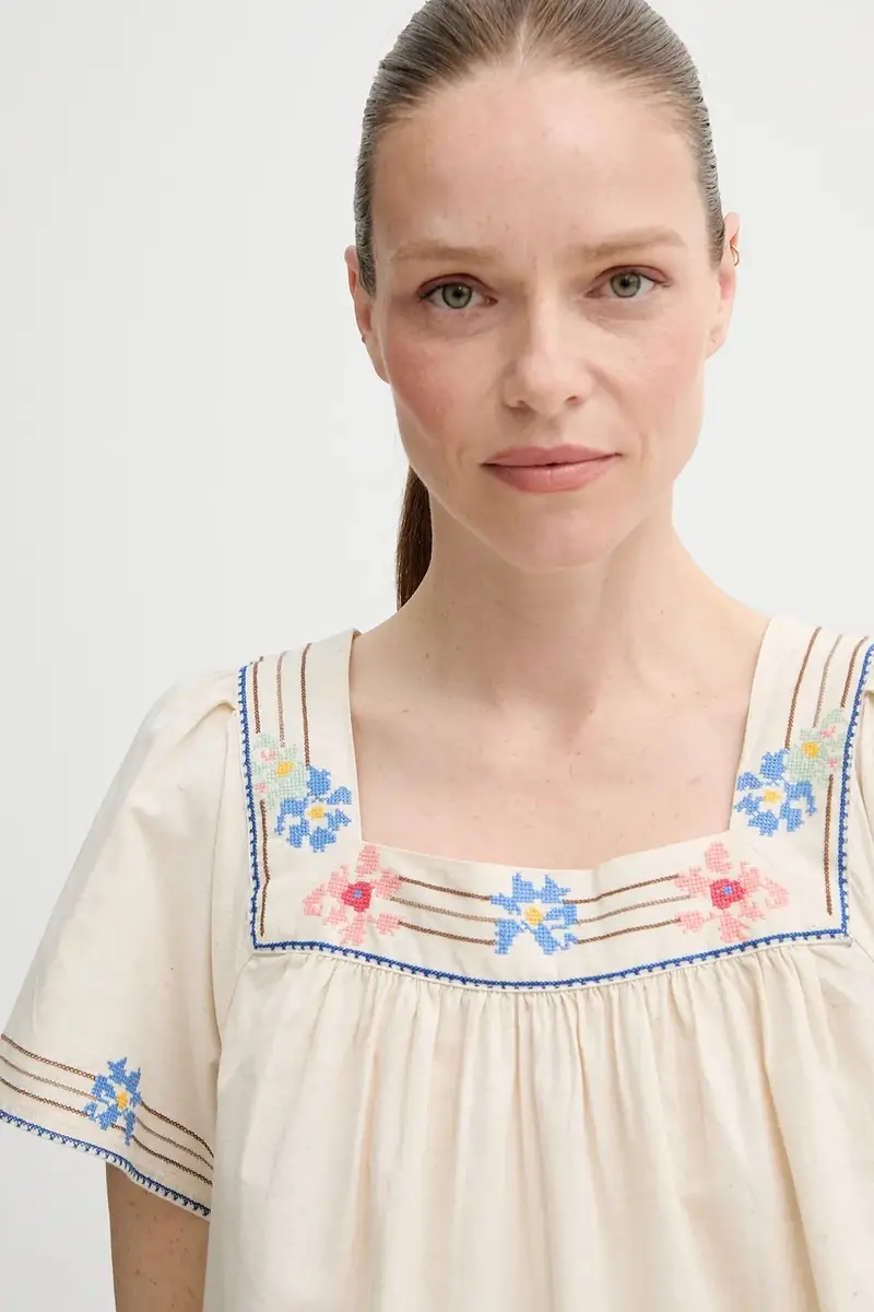 Levi's vestito con aggiunta di lino AMBRE BABYDOLL DRESS colore beige 001HT miniatura 4