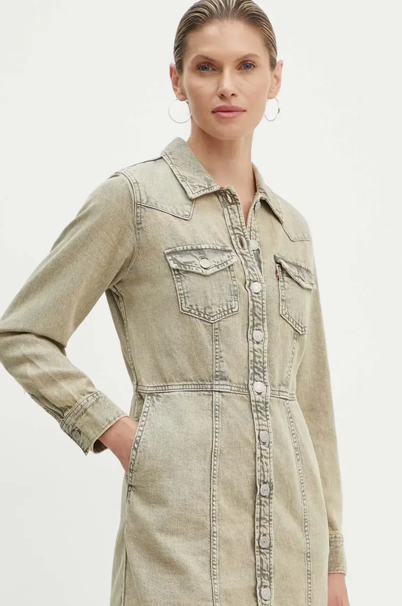 Levi's vestito di jeans colore beige miniatura 4