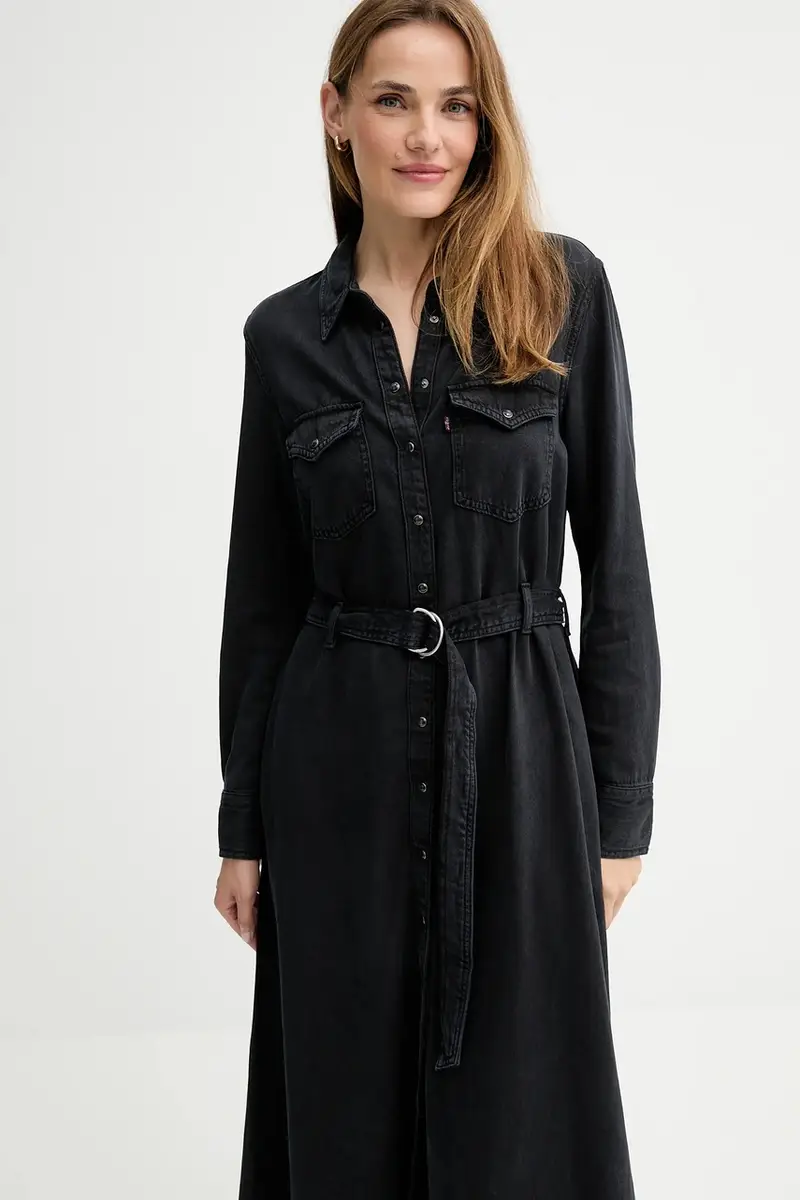 Levi's vestito di jeans colore nero 004H3 miniatura 4