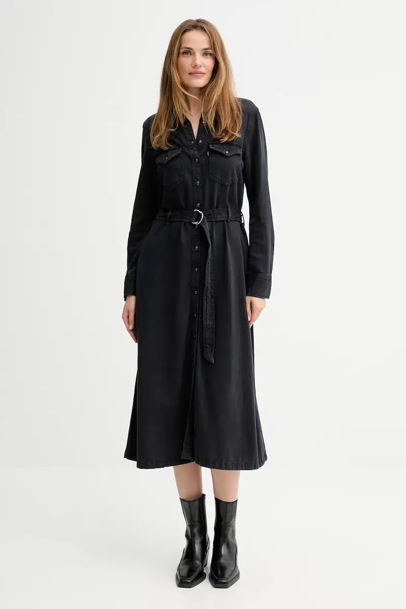 Levi's vestito di jeans colore nero 004H3