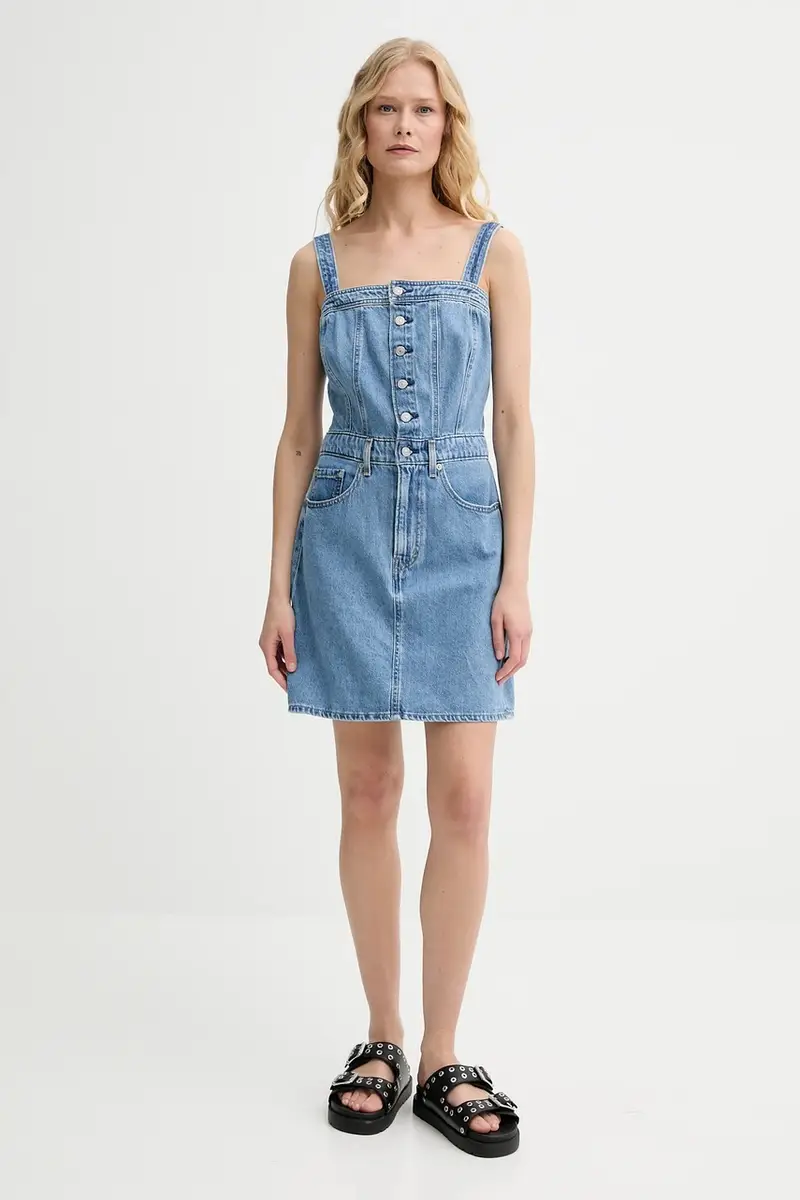 Levi's vestito ICONIC BUTTON THRU DRESS colore blu 001WE miniatura 2