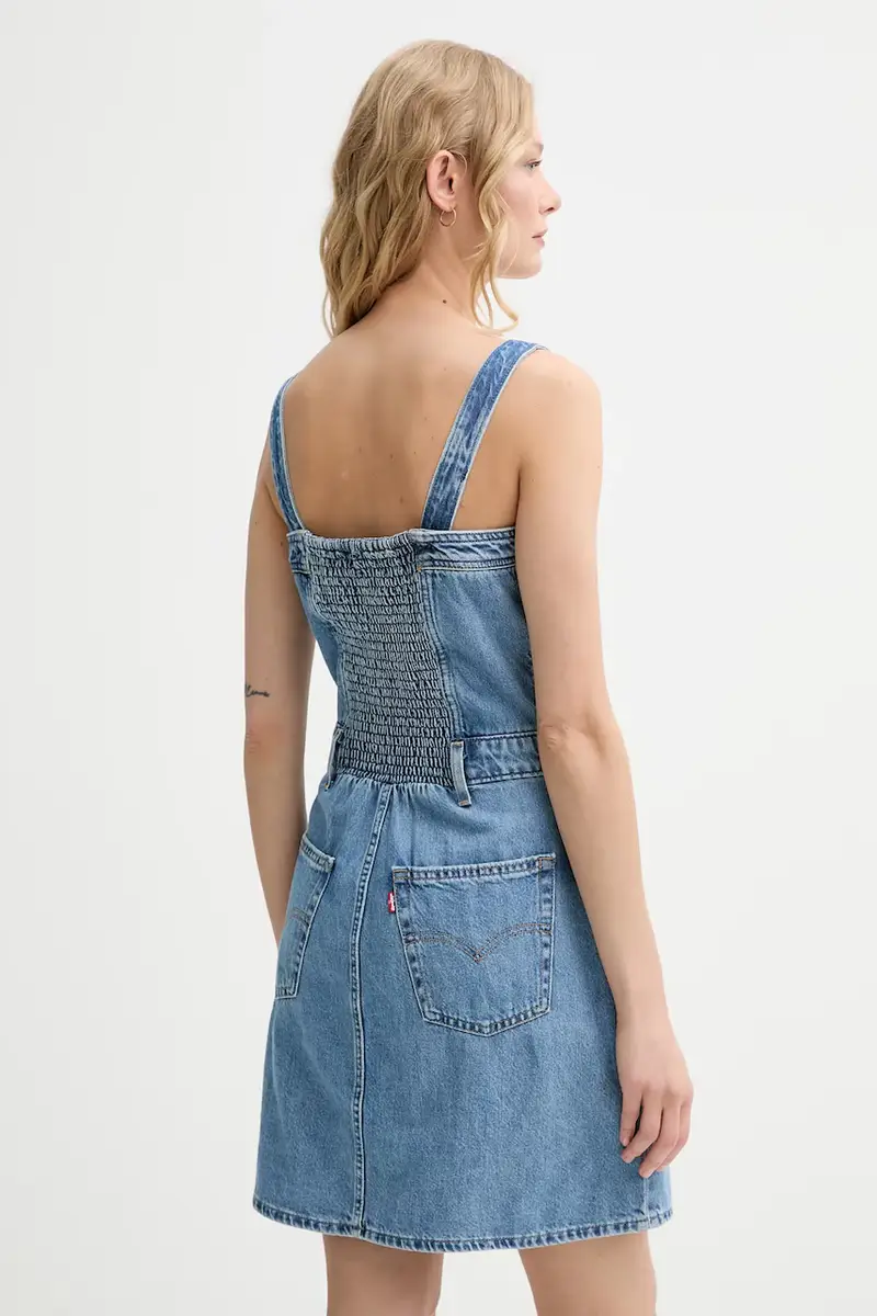 Levi's vestito ICONIC BUTTON THRU DRESS colore blu 001WE miniatura 3