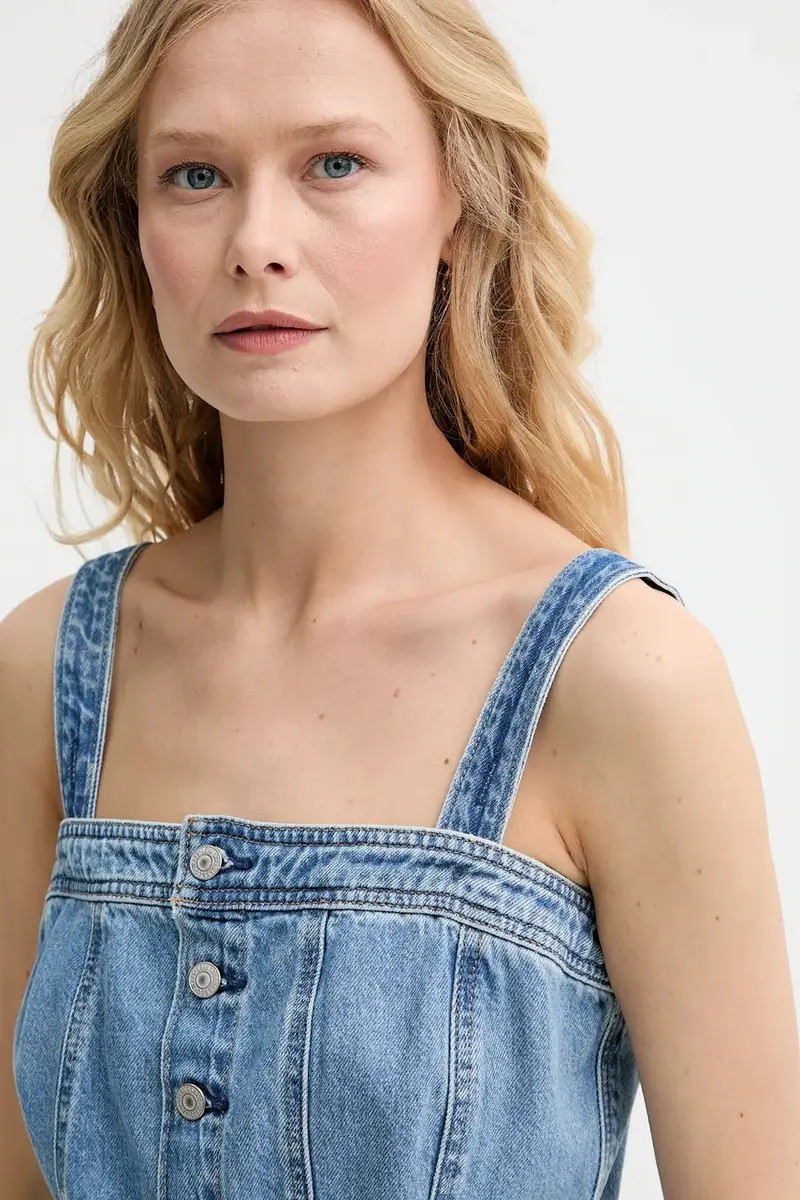 Levi's vestito ICONIC BUTTON THRU DRESS colore blu 001WE miniatura 5