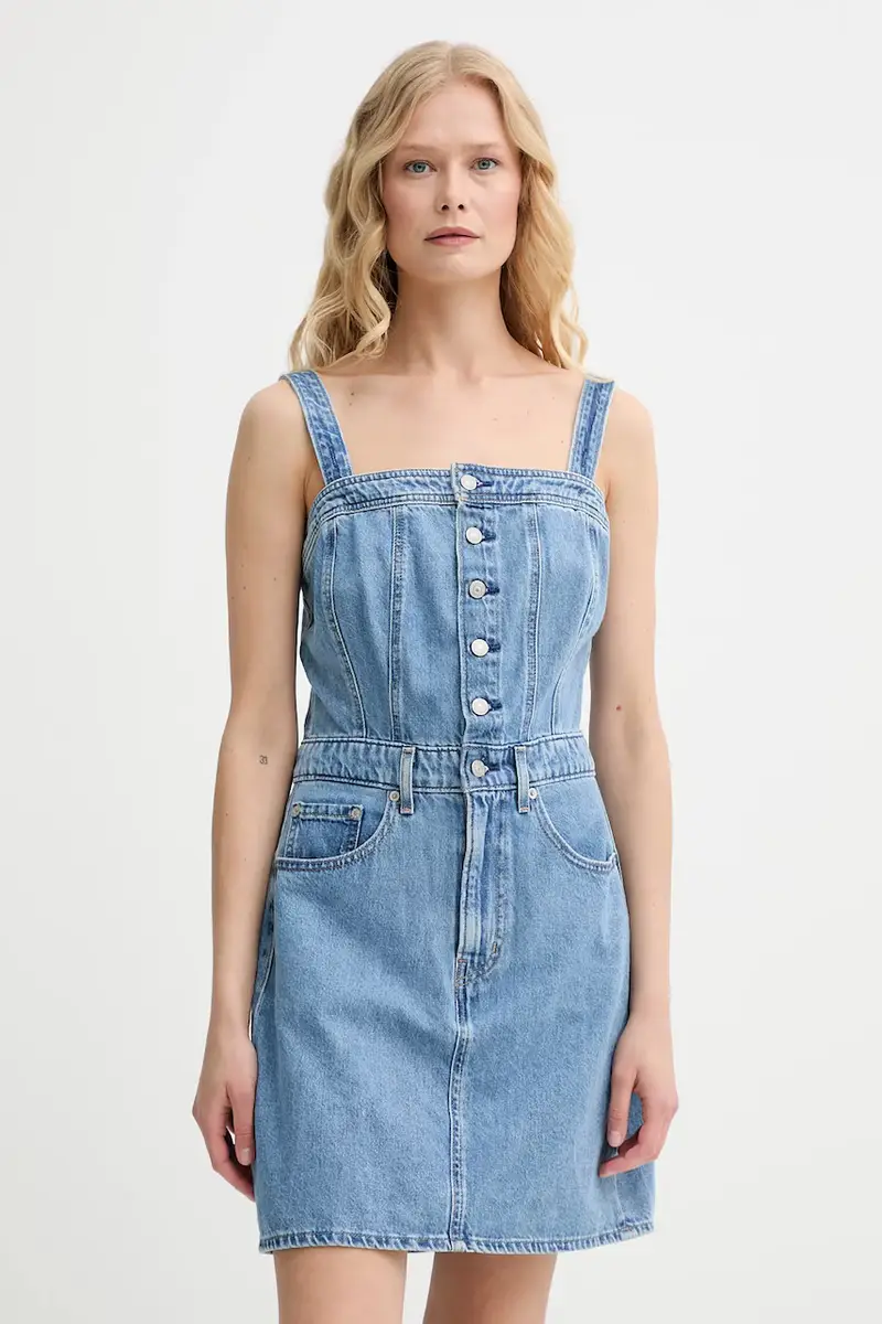 Levi's vestito ICONIC BUTTON THRU DRESS colore blu 001WE