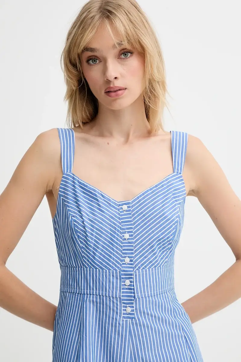 Levi's vestito in cotone colore blu 003PR miniatura 5