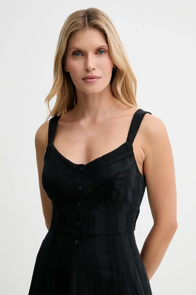 Levi's vestito in cotone colore nero 003PR miniatura 4