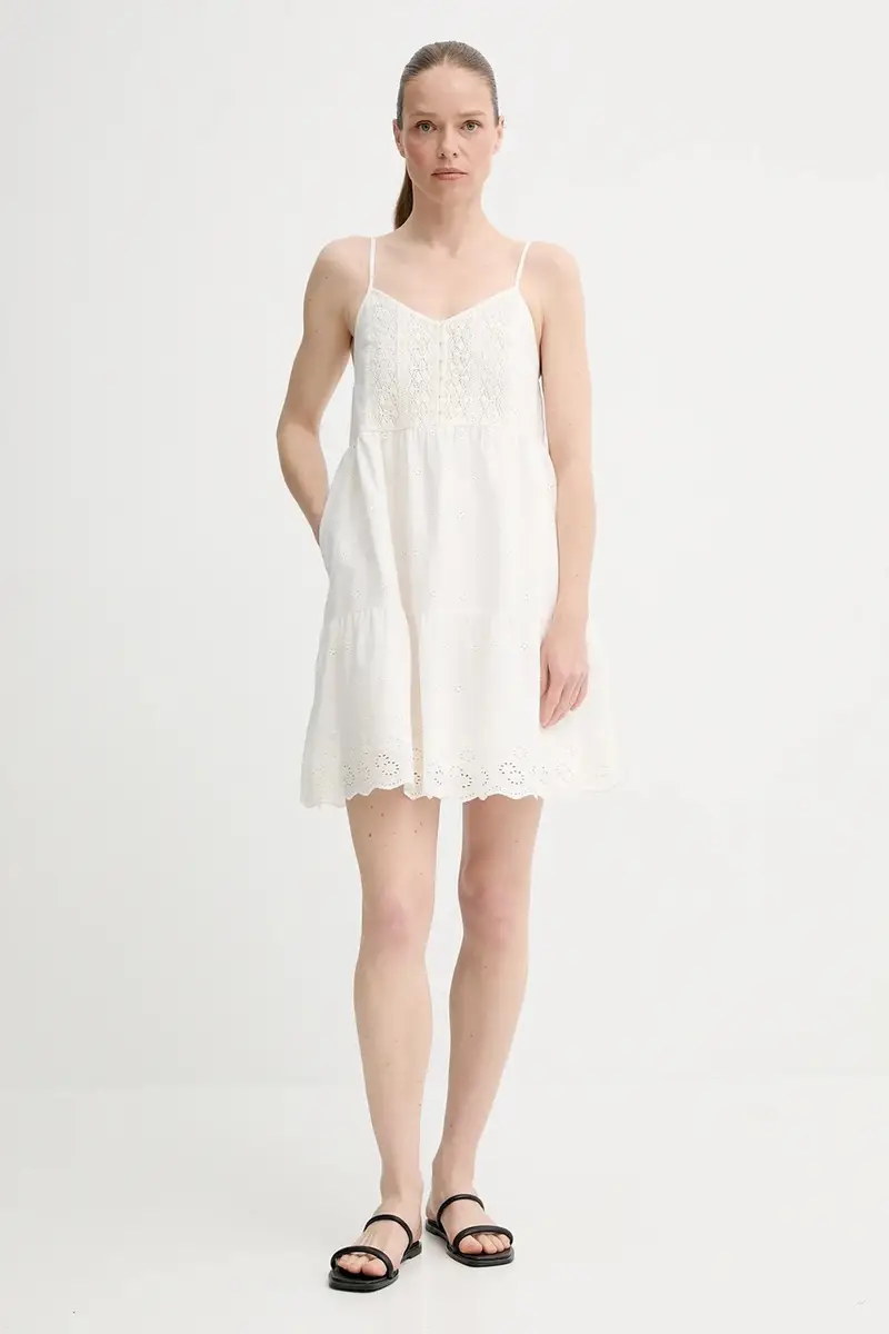 Levi's vestito in cotone CORA SL MINI DRESS colore beige 001RJ miniatura 2