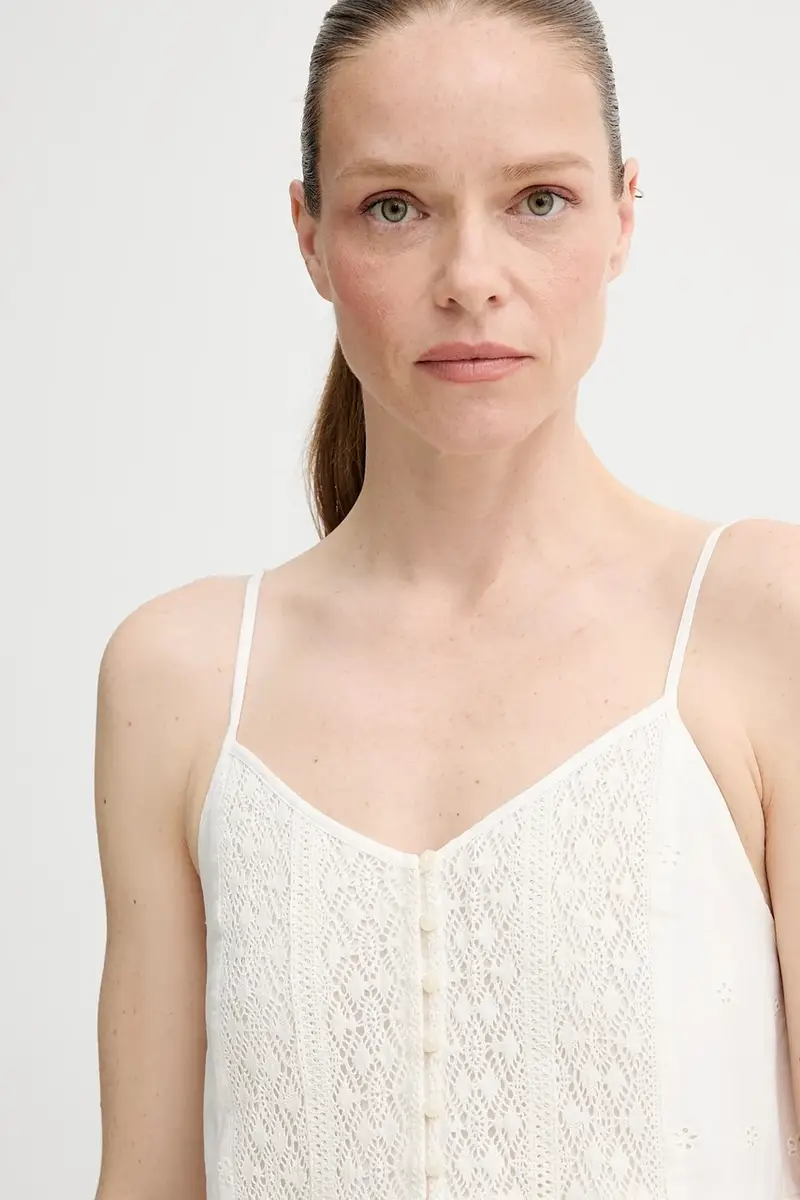 Levi's vestito in cotone CORA SL MINI DRESS colore beige 001RJ miniatura 4