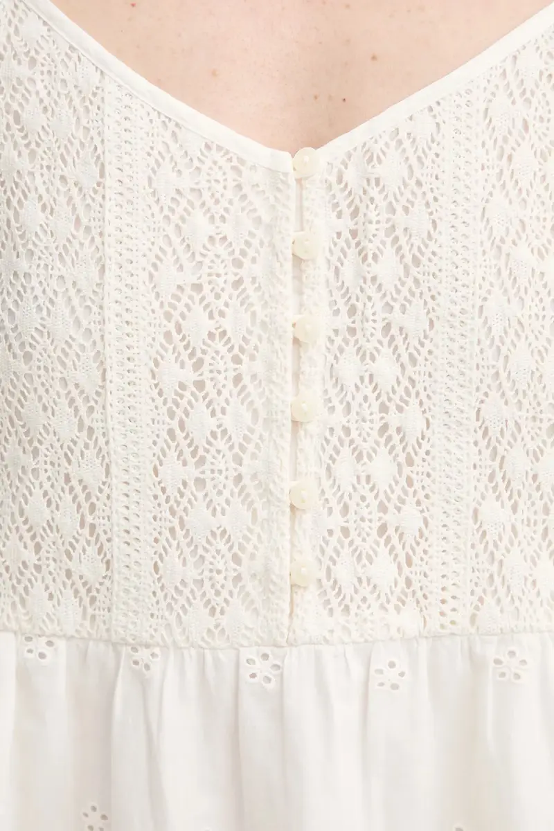 Levi's vestito in cotone CORA SL MINI DRESS colore beige 001RJ miniatura 5