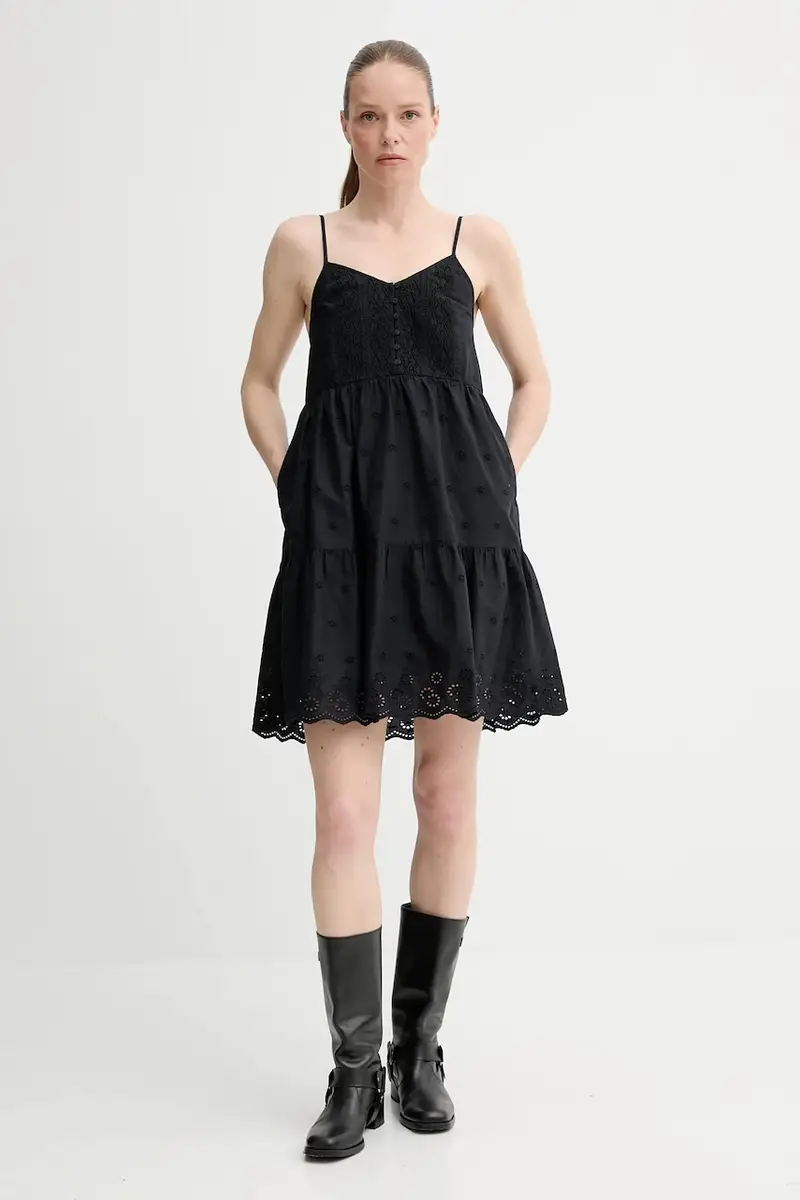 Levi's vestito in cotone CORA SL MINI DRESS colore nero 001RJ miniatura 2