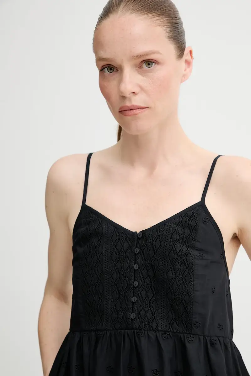 Levi's vestito in cotone CORA SL MINI DRESS colore nero 001RJ miniatura 4