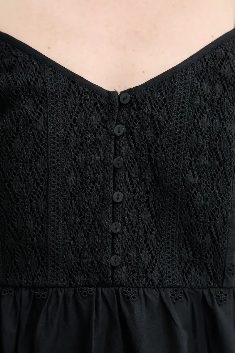 Levi's vestito in cotone CORA SL MINI DRESS colore nero 001RJ miniatura 5