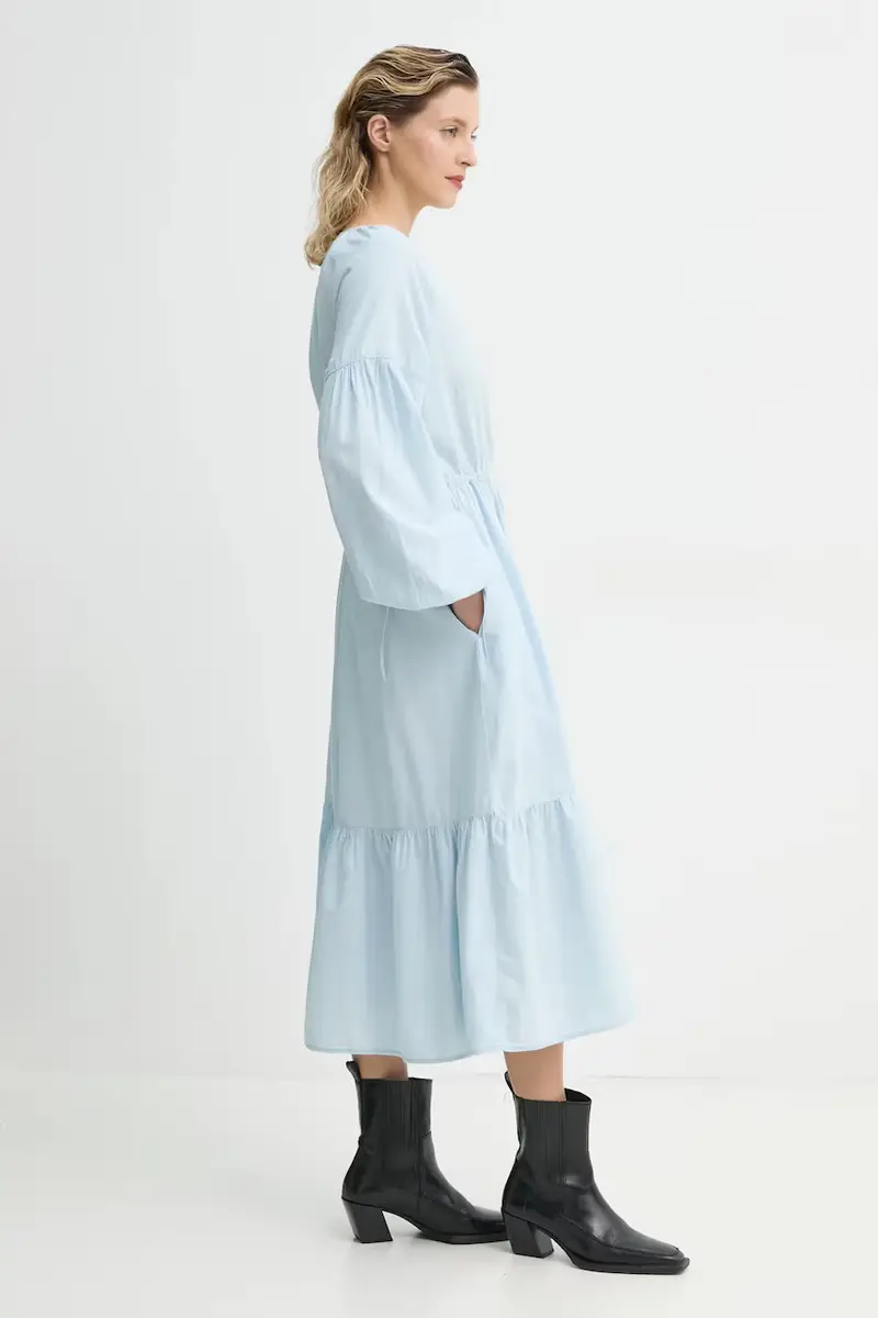 Levi's vestito in cotone JOLENE LS MAXI DRESS colore blu 001HS