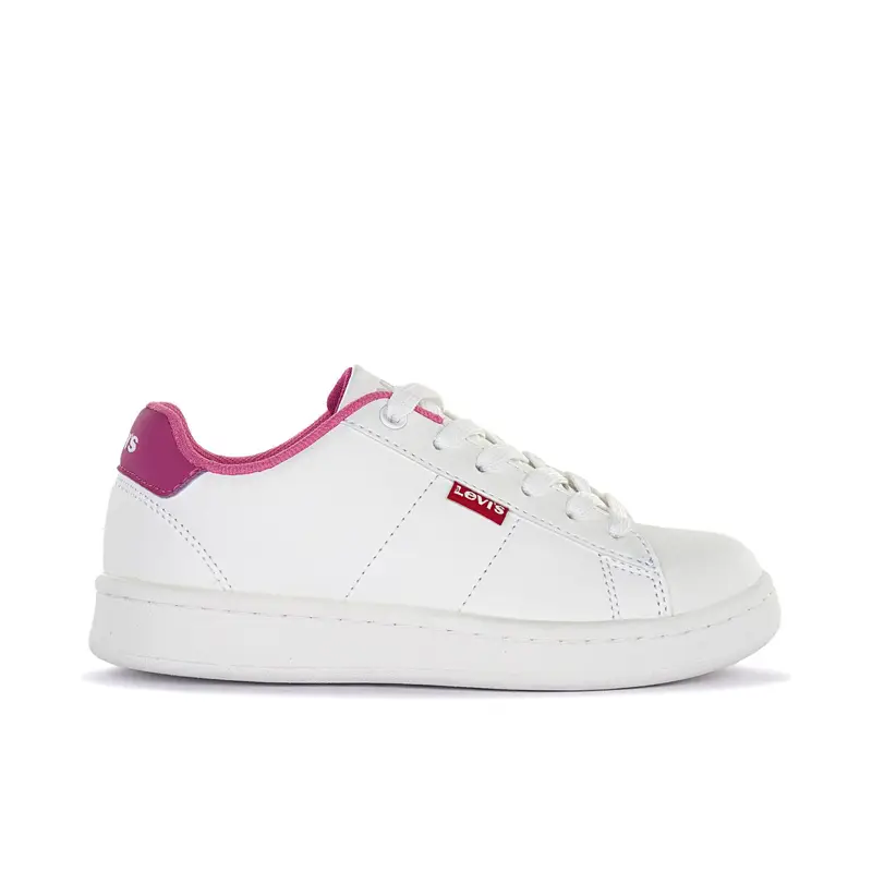 Sneakers bianche da bambina con lacci e cuciture
