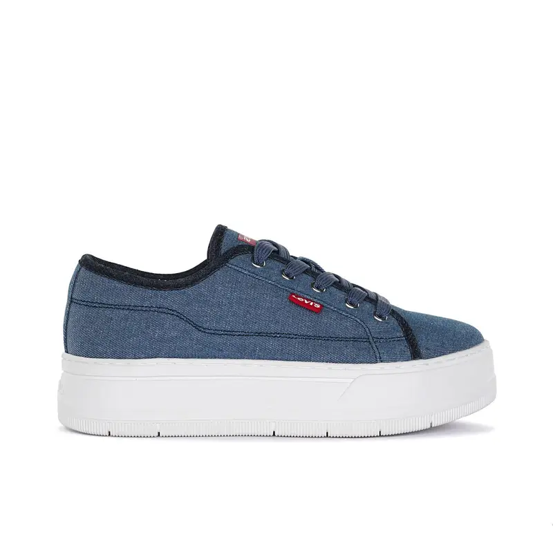 Sneakers blu con logo laterale e suola platform