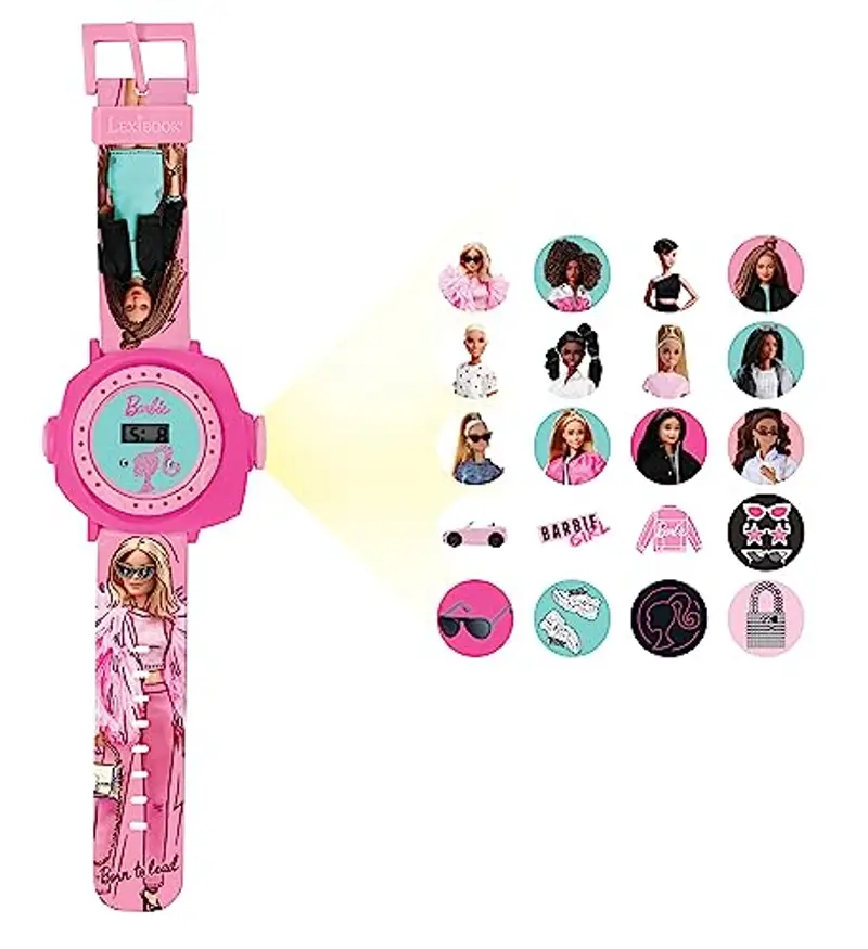 Lexibook - Barbie Schermo digitale per orologio a proiezione regolabile - 20 immagini Barbie - per Bambini - DMW050BB