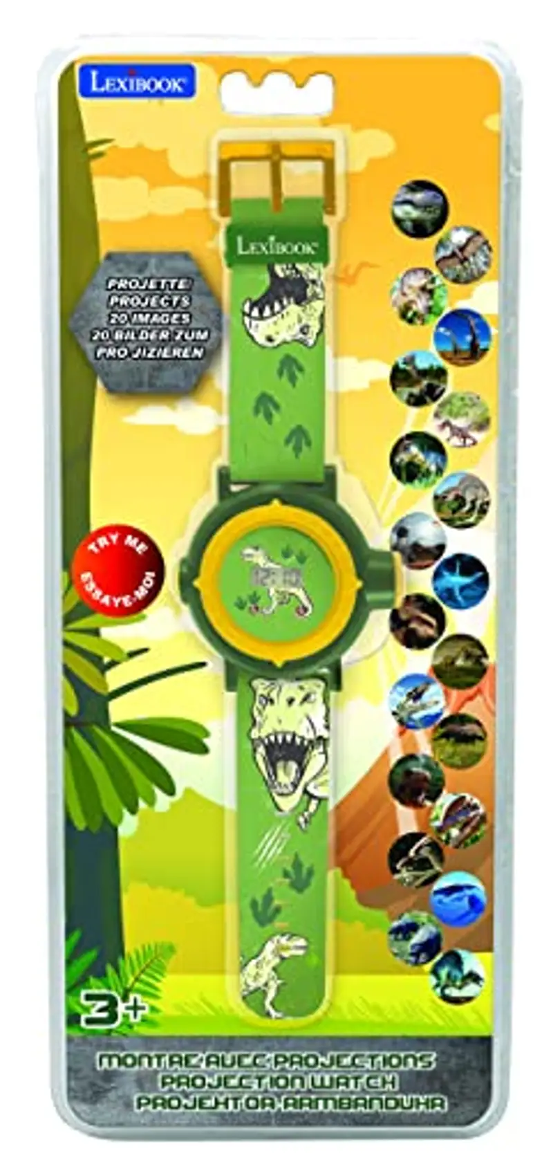 Lexibook - Dinosauri Schermo digitale per orologio a proiezione regolabile - 20 immagini Dinosauri - per Bambini - Verde e giallo - DMW050DINO miniatura 3
