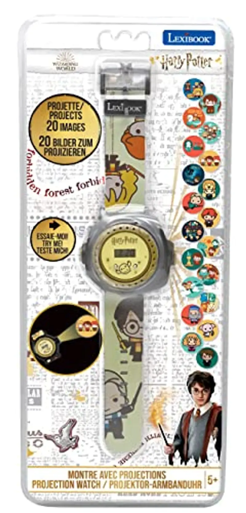 Lexibook - Harry Potter Schermo digitale per orologio a proiezione regolabile - 20 immagini Harry Potter - per Bambini - Negro y Oro - DMW050HP miniatura 3
