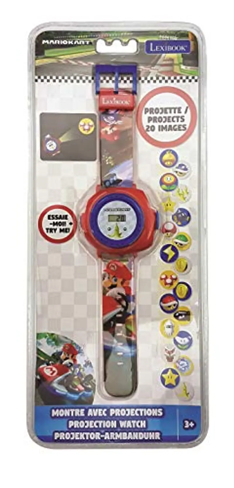 Lexibook - Nintendo Mario Kart Schermo digitale per orologio a proiezione regolabile - 20 immagini Mario Kart - per Bambini/Ragazzi - Rosso e Blu - DMW050NI miniatura 3