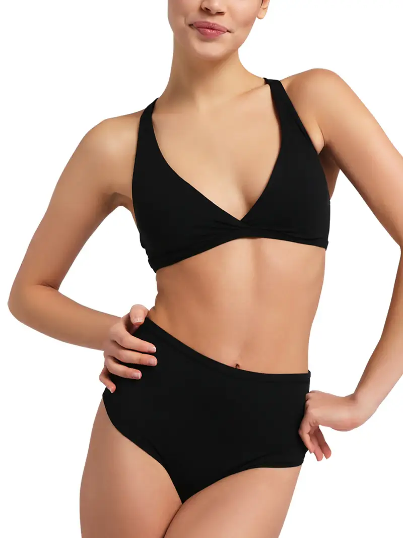 Brasiliana vita alta donna, microfibra elasticizzata SOFT TOUCH FLEX - S / NERO 0007