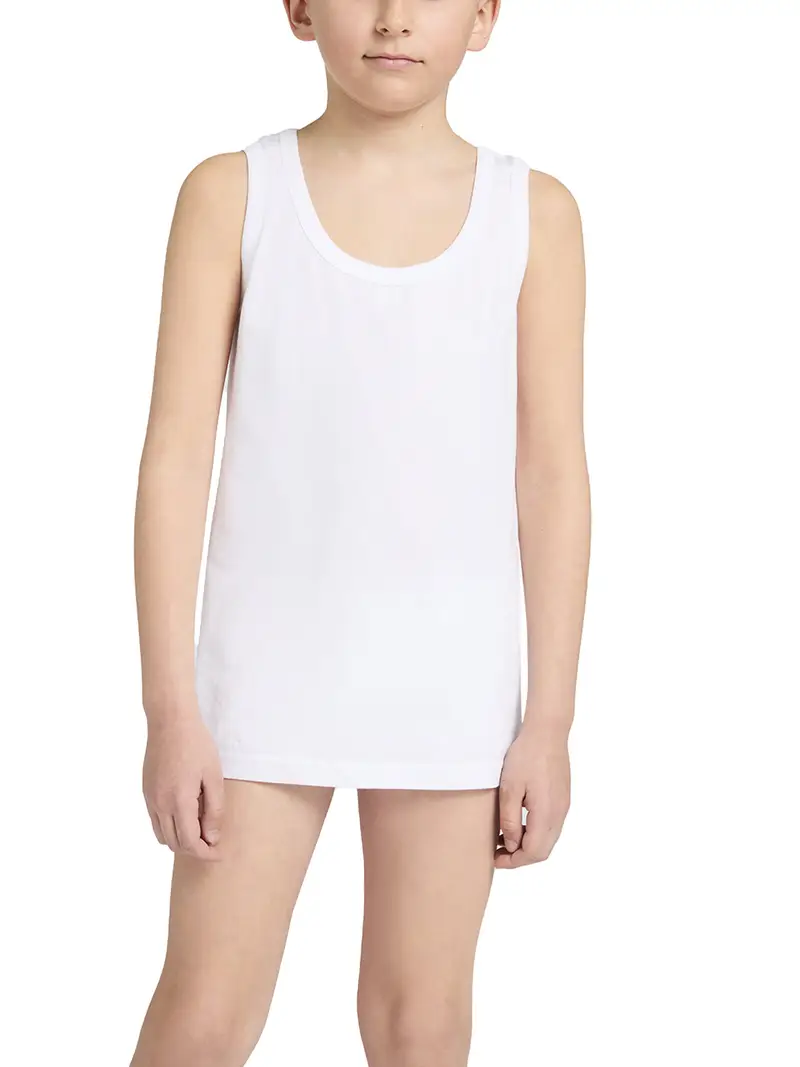 Canotta spalla larga bimbo, cotone - BIANCO 2028 / 2-XS