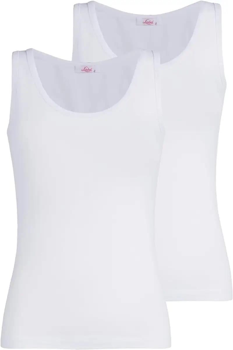Canotta spalla larga donna - bianco, multipack da 2, cotone elasticizzato - 3 / BIANCO 0001