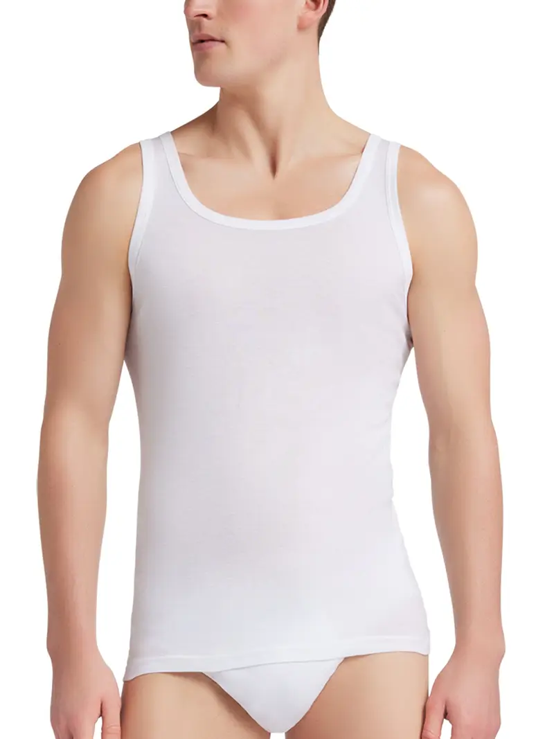 Canotta spalla larga uomo ARIA, 100% cotone SUPIMA - BIANCO 1665 / 3-S