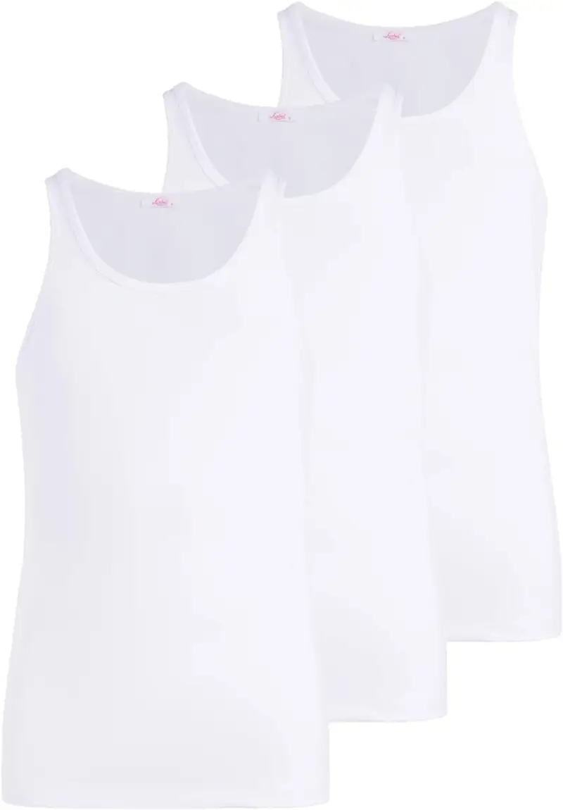Canotta spalla larga uomo - bianco, multipack da 3, cotone elasticizzato - 3 / BIANCO 0001
